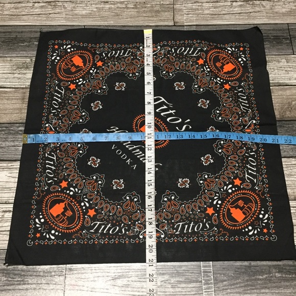Tito’s Vodka Bandana Neck Scarf One Size Black Orange - Picture 2 of 5